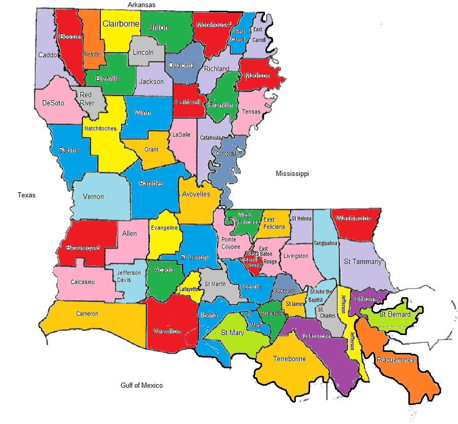 Clickable Louisiana Cemetery Parish Map